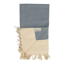 Load image into Gallery viewer, White Stripe Towel - Navy Blue