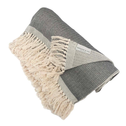 Herringbone Black Throw Blanket