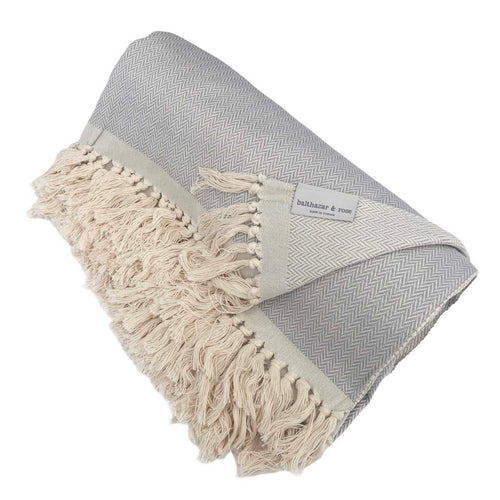 Herringbone Light Gray Throw Blanket
