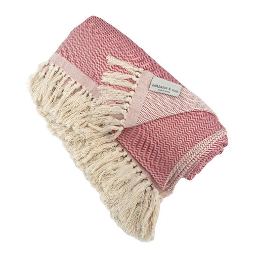 Herringbone Red Throw Blanket