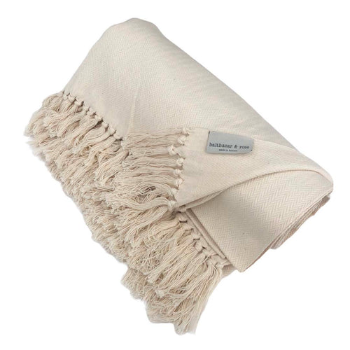 Herringbone Ecru/White Throw Blanket