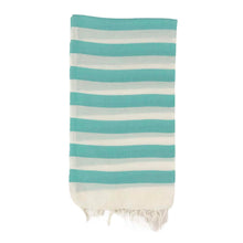 Load image into Gallery viewer, Turkish Towel (Peshtemal) Thick Striped Turquoise
